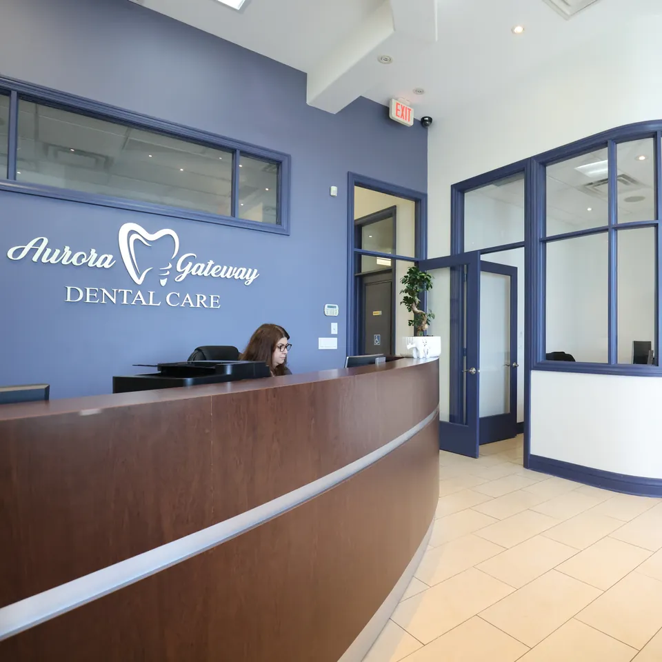 The reception desk and waiting area