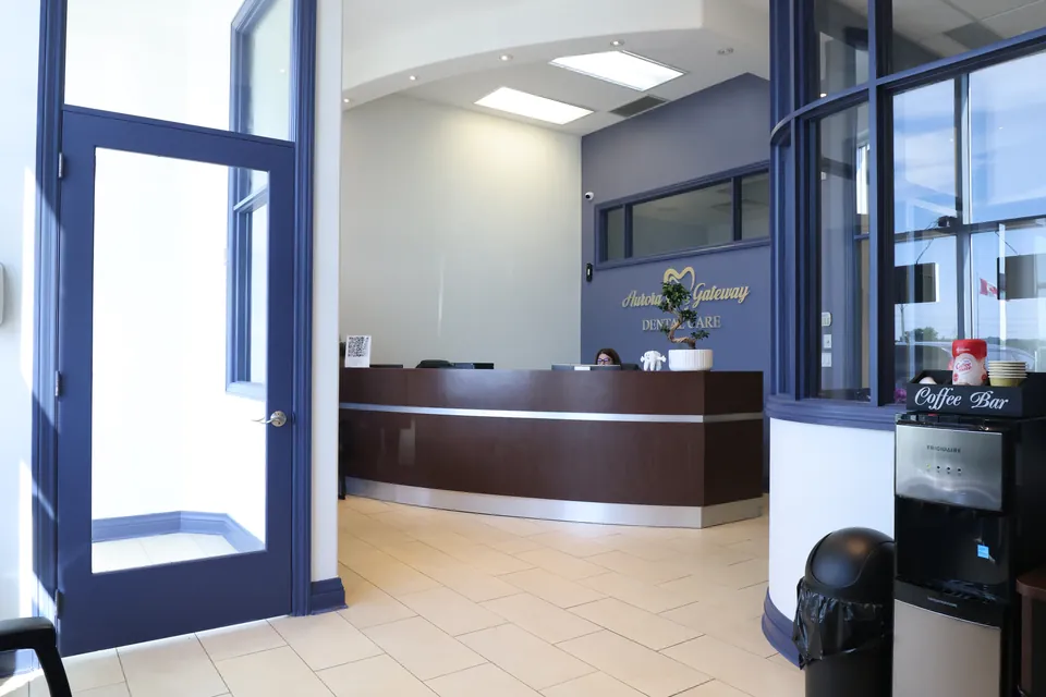 The front entrance and reception desk